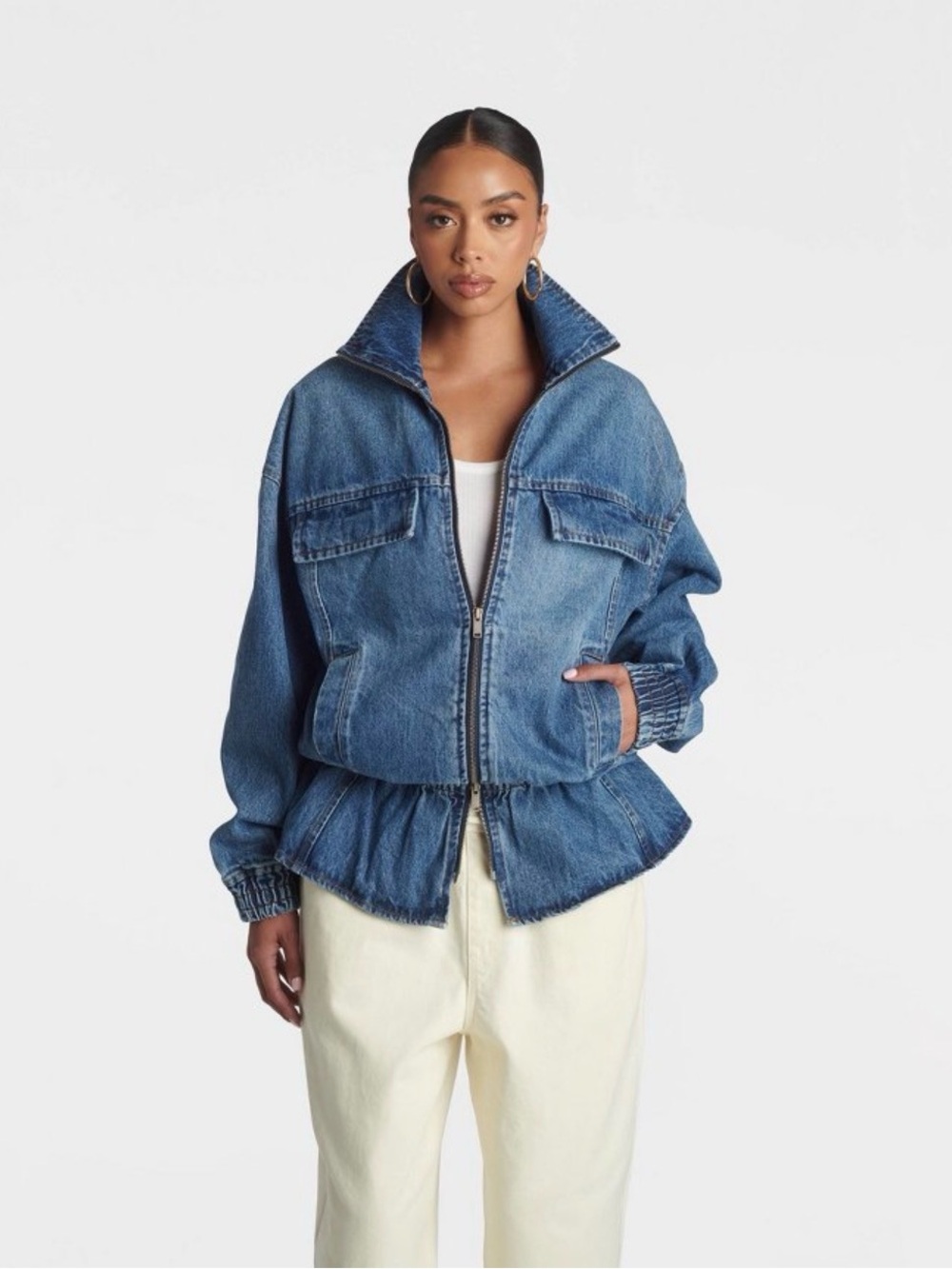 KBB by KAHLANA x TARGET Women's 'The Peplum
Denim Jacket' - Dark Wash XXS XS S M